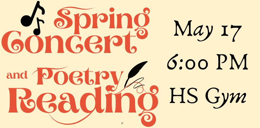 Spring Concert and Poetry Reading - May 17 - 6 PM