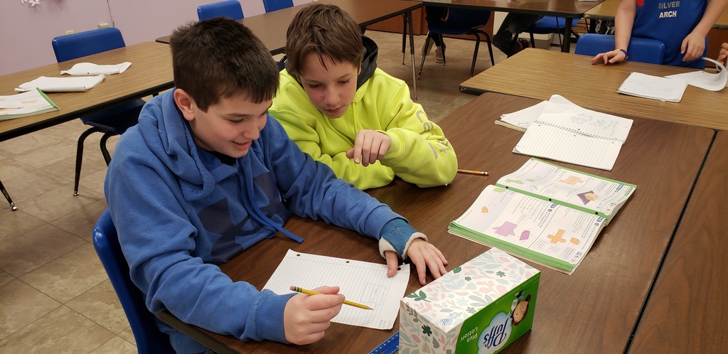 6th grade math students calculating the surface area of a Kleenex box.